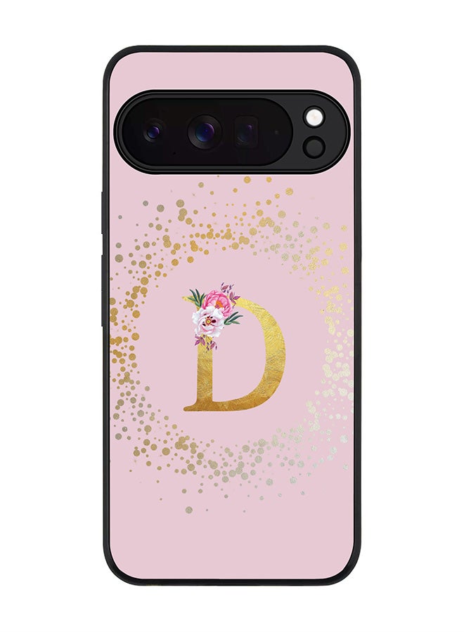 For Google Pixel 10 Pro Case,Slim fit Camera Protection, Shockproof Thin Phone cover  - Custom Monogram Floral - D  (Pink )